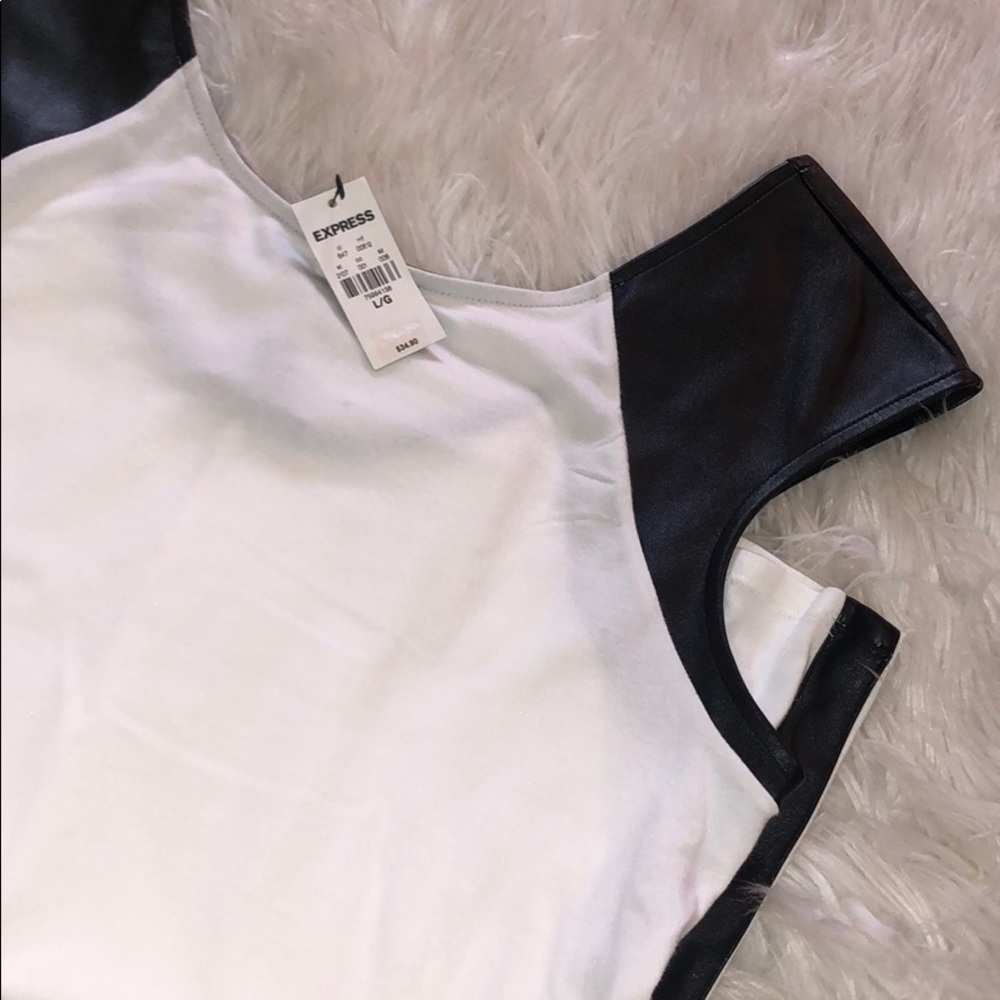 NWT EXPRESS WHITE TANK (LEATHER DETAILING)